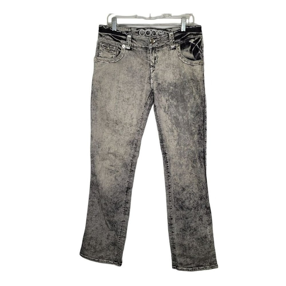 Coogi Jeans Denim 13 14 Acid Wash Studded Trim Straight Leg Juniors